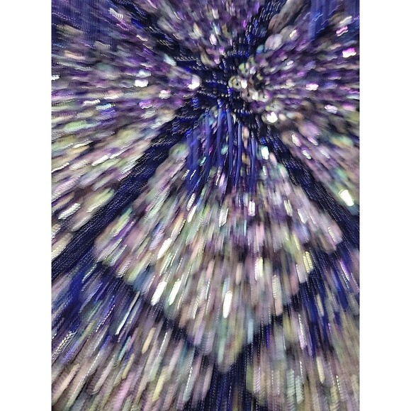 Idell Imports blue fringed beaded sequined cocktail top sleeveless wool Sz M Mod - Picture 3 of 12